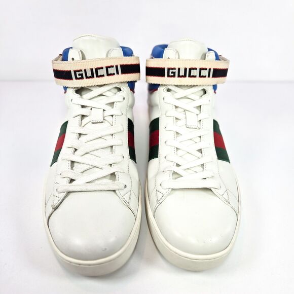 Gucci Stripe Ace High Top Sneakers White Web Strap US 7.5 men / 9 women main image 8